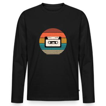 Retro Style Oldschool Tape Kassette Vintage - Männer Premium Bio Langarmshirt - Schwarz - Vorne - Nico (187cm)