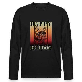 Happy Bulldog Dad - Men's Premium Organic Long Sleeve Shirt - black - Front - Nico (187cm)