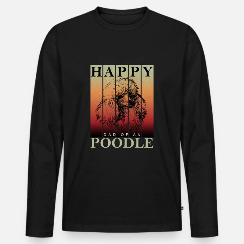 Pudel Hund Hunde Dad - Männer Premium Bio Langarmshirt - Schwarz