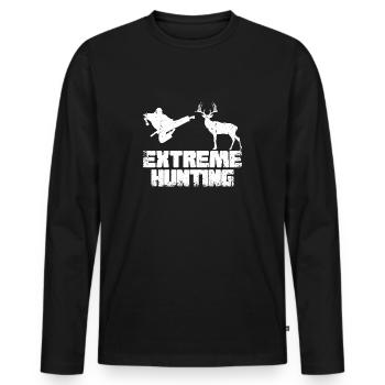 Funny Extreme Hunting Deer Karate | Karate Martial - Men's Premium Organic Long Sleeve Shirt - black - Front - Nico (187cm)