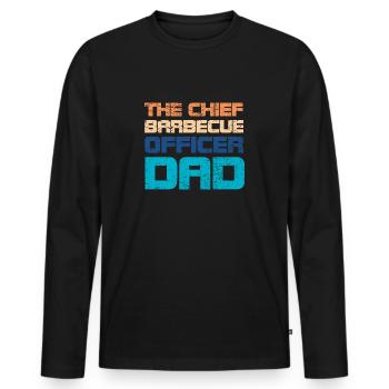 The Chief Barbecue Officer Dad (CBO) - Men's Premium Organic Long Sleeve Shirt - black - Front - Nico (187cm)