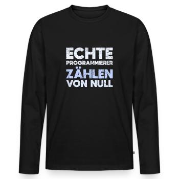 Echte Programmierer Zählen Von Null - Männer Premium Bio Langarmshirt - Schwarz - Vorne - Nico (187cm)