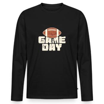 Football le jour du match | Amateurs de football - T-shirt manches longues Premium bio Homme - noir - Devant - Nico (187cm)