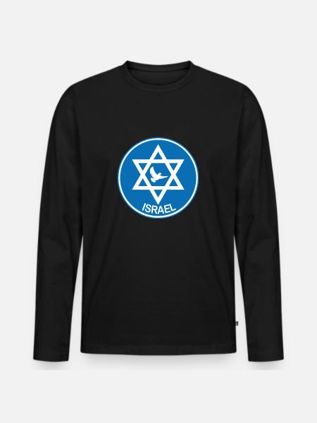Israel Taube - Männer Premium Bio Langarmshirt - Schwarz