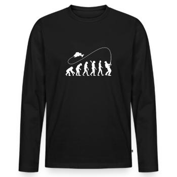 pêche - T-shirt manches longues Premium bio Homme - noir - Devant - Nico (187cm)