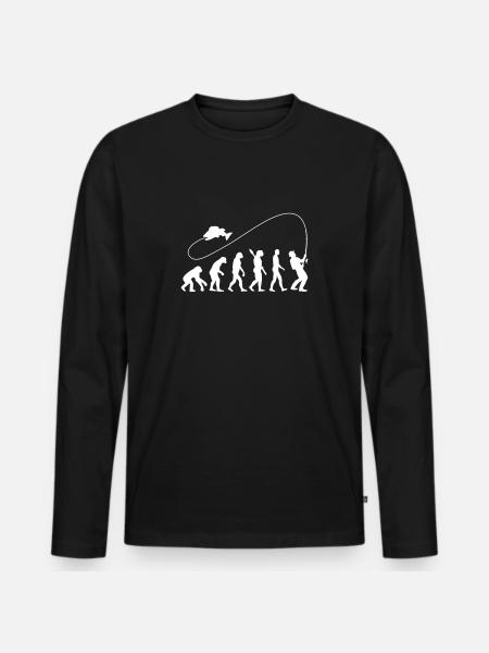 Angeln - Männer Premium Bio Langarmshirt - Schwarz