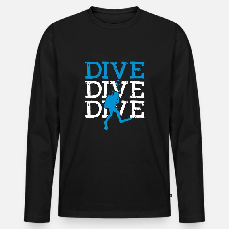 Dive Tshirt Funny - Männer Premium Bio Langarmshirt - Schwarz