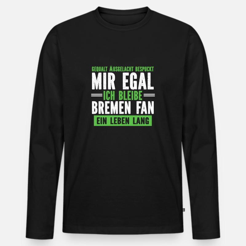 Ich bleibe Bremen Fan - Männer Premium Bio Langarmshirt - Schwarz