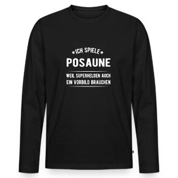 Posaune - Männer Premium Bio Langarmshirt - Schwarz - Vorne - Nico (187cm)