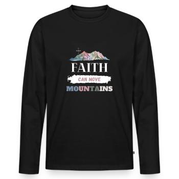 Faith can move Mountains Christian - Men's Premium Organic Long Sleeve Shirt - black - Front - Nico (187cm)