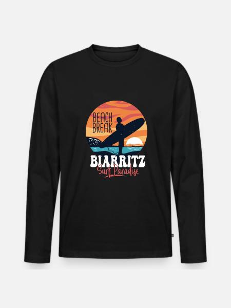 Surf Biarritz surf spot for surfer - Men's Premium Organic Long Sleeve Shirt - black