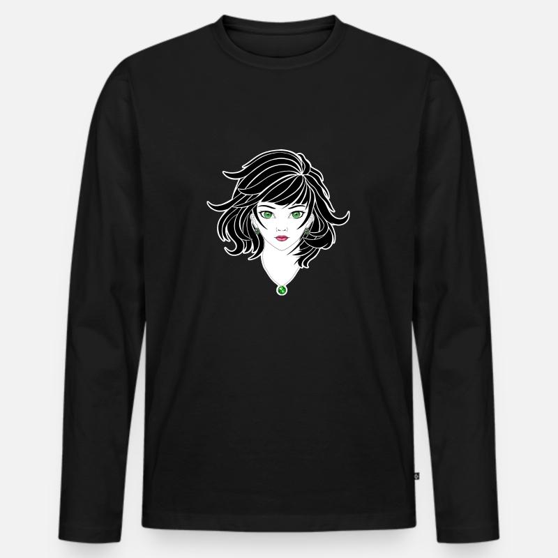 Gothic Anime Mädchen - Männer Premium Bio Langarmshirt - Schwarz