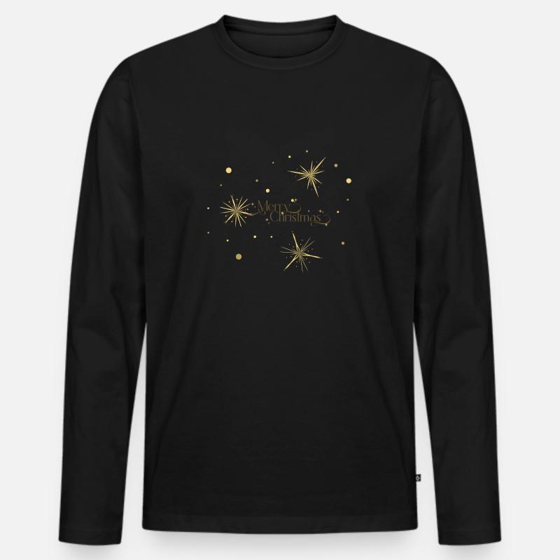 Frohe Weihnachten - Männer Premium Bio Langarmshirt - Schwarz