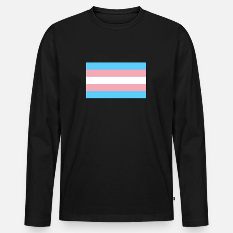 Trans-Flagge - Männer Premium Bio Langarmshirt - Schwarz