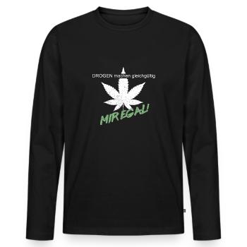 La drogue rend indifférent - Je m’en fous - T-shirt manches longues Premium bio Homme - noir - Devant - Nico (187cm)