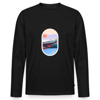Airplane Window Voyage Paysage Nature - T-shirt manches longues Premium bio Homme - noir - Devant - Nico (187cm)