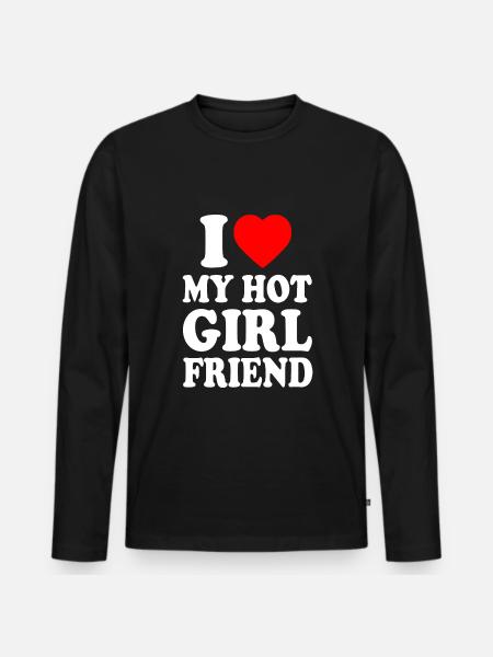 i love my hot girlfriend - Premium økologisk langærmet T-shirt til mænd - sort