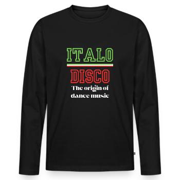 Italo Disco T Shirt La Musique De Danse Originale - T-shirt manches longues Premium bio Homme - noir - Devant - Nico (187cm)