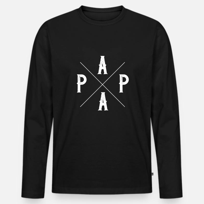 Papa - Männer Premium Bio Langarmshirt - Schwarz