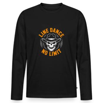 Crâne de danse en ligne avec stetson et bottes et lasso - T-shirt manches longues Premium bio Homme - noir - Devant - Nico (187cm)