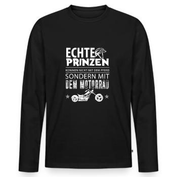 Biker Shirt Männer - Motorrad Prinz - Männer Premium Bio Langarmshirt - Schwarz - Vorne - Nico (187cm)