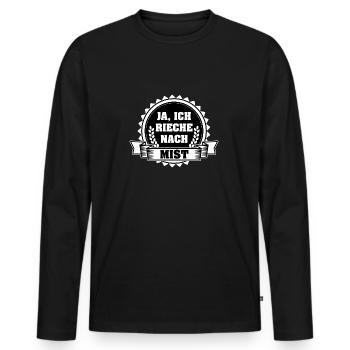 Landwirt Shirt-Ja, ich rieche - Männer Premium Bio Langarmshirt - Schwarz - Vorne - Nico (187cm)