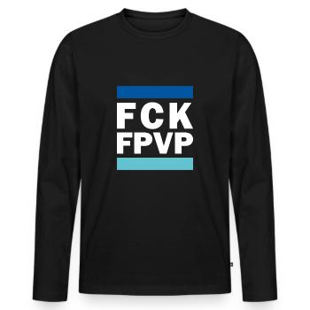 FCK FPVP Türkis Blau Hell - Männer Premium Bio Langarmshirt - Schwarz - Vorne - Nico (187cm)