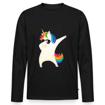 Einhorn Unicorn Sonnenbrille Dab Dabbing - Männer Premium Bio Langarmshirt - Schwarz - Vorne - Nico (187cm)