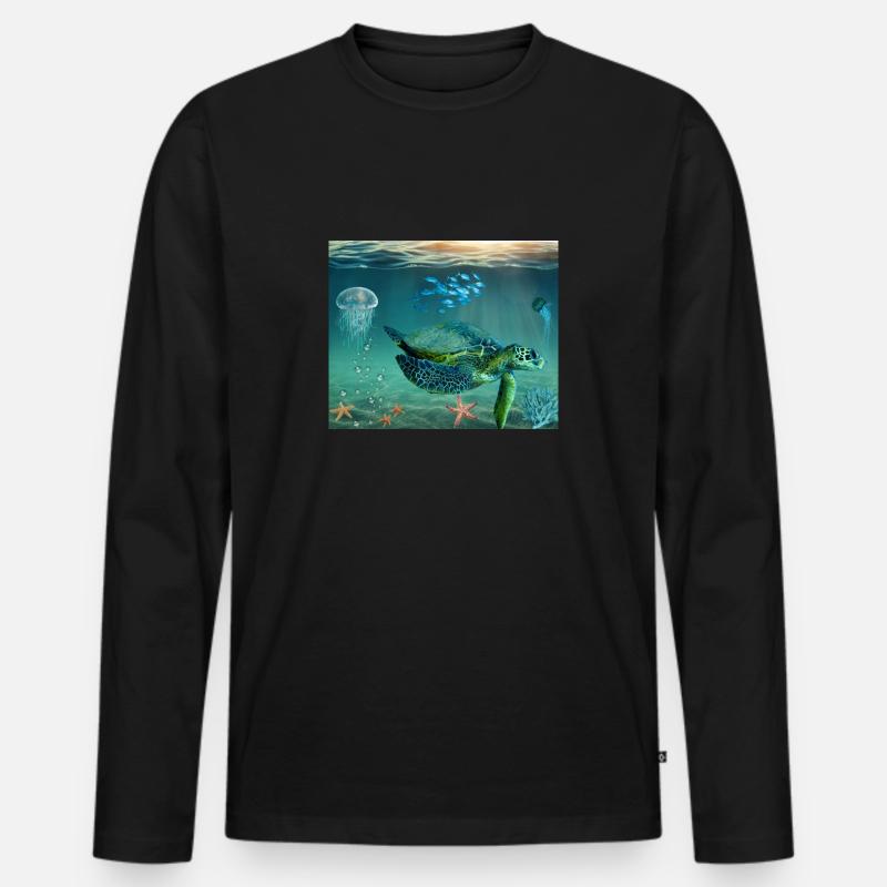 Schildkröte Meer Geschenk Geschenkidee - Männer Premium Bio Langarmshirt - Schwarz