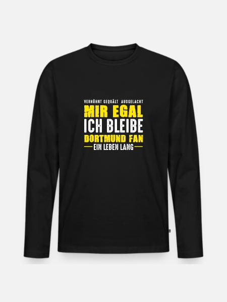 Dortmund Fan Ein Leben Lang Dortmunder Spruch - Männer Premium Bio Langarmshirt - Schwarz