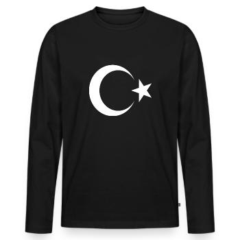 turkey crescent and star turkey, turkey, turquoise - Men's Premium Organic Long Sleeve Shirt - black - Front - Nico (187cm)