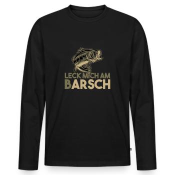Leck mich am Barsch Angler Angelhacken Spruch - Männer Premium Bio Langarmshirt - Schwarz - Vorne - Nico (187cm)