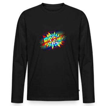 Comic Boom Explosion Sprechblase Superheld Retro - Männer Premium Bio Langarmshirt - Schwarz - Vorne - Nico (187cm)