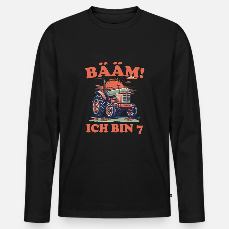Kinder Bääm! Ich bin 7 - Männer Premium Bio Langarmshirt - Schwarz