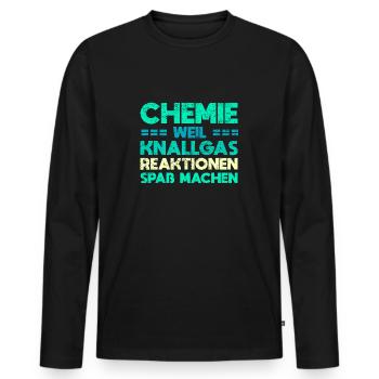 Chemie: Weil Knallgas-Reaktionen Spaß Machen - Männer Premium Bio Langarmshirt - Schwarz - Vorne - Nico (187cm)