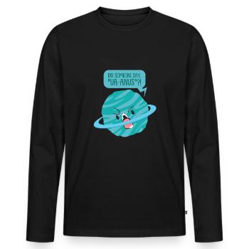 Cadeau planète Uranus Citations Comic Alien Space - T-shirt manches longues Premium bio Homme - noir - Devant - Nico (187cm)
