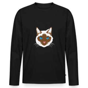 chats face à tête de chaton chaton gueule de bois - T-shirt manches longues Premium bio Homme - noir - Devant - Nico (187cm)