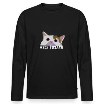 puppy pwease cat cats pussy kitten cat idea - Men's Premium Organic Long Sleeve Shirt - black - Front - Nico (187cm)