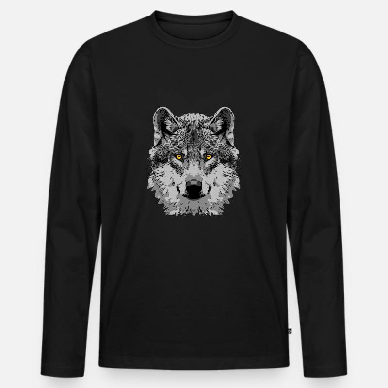 wolf2 1 - Männer Premium Bio Langarmshirt - Schwarz