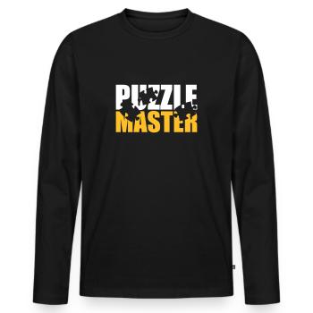 Puzzle - Männer Premium Bio Langarmshirt - Schwarz - Vorne - Nico (187cm)