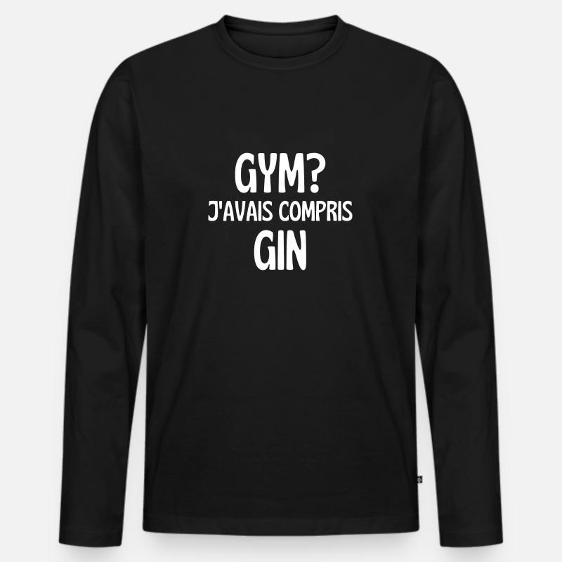 j'avais compris gin - T-shirt manches longues Premium bio Homme - noir