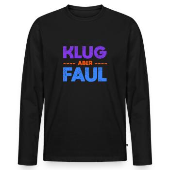 Klug, Aber Faul - Männer Premium Bio Langarmshirt - Schwarz - Vorne - Nico (187cm)