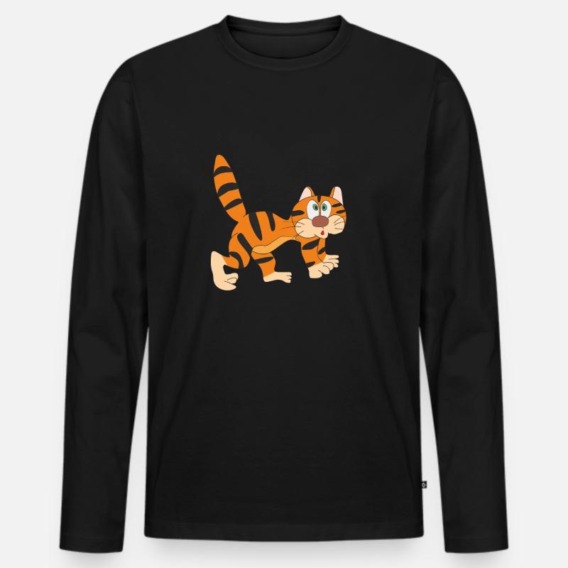 lustige Katze - Männer Premium Bio Langarmshirt - Schwarz