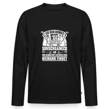 Sondengänger Sondel Shirt - Männer Premium Bio Langarmshirt - Schwarz - Vorne - Nico (187cm)