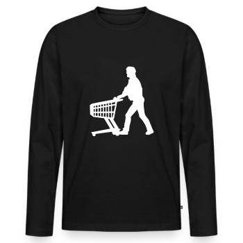 Panier Shopping Panier Homme Supermarché - T-shirt manches longues Premium bio Homme - noir - Devant - Nico (187cm)