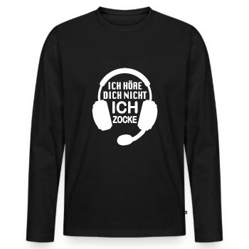 Ich hör dich nicht ich zocke | Spruch für Gamer - Männer Premium Bio Langarmshirt - Schwarz - Vorne - Nico (187cm)