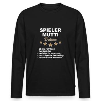 Spieler Mutti Deluxe - Männer Premium Bio Langarmshirt - Schwarz - Vorne - Nico (187cm)