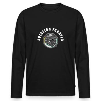 Aviation fanatic - Men's Premium Organic Long Sleeve Shirt - black - Front - Nico (187cm)