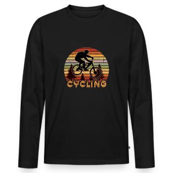 Life Is Better On A Bicycle Retro - Men's Premium Organic Long Sleeve Shirt - black - Front - Nico (187cm)