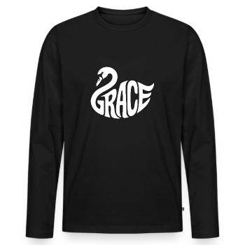 Grace - Logo du cygne cool - T-shirt manches longues Premium bio Homme - noir - Devant - Nico (187cm)